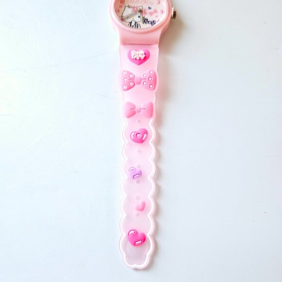 Hello Kitty Kids Watch Pink Bow Strap Analog Quartz Cute Cartoon Girl Gift Heart - Picture 4 of 6